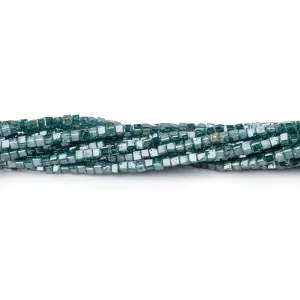 1-1.7mm Teal Blue Diamond Unfaceted Cube Beads 15 inch 290 pieces