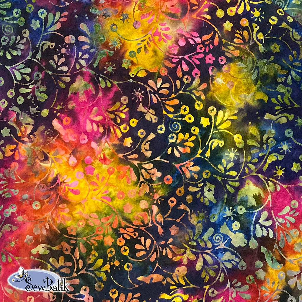 112" Wide Batik - Flock Together - HoneySuckle Garden