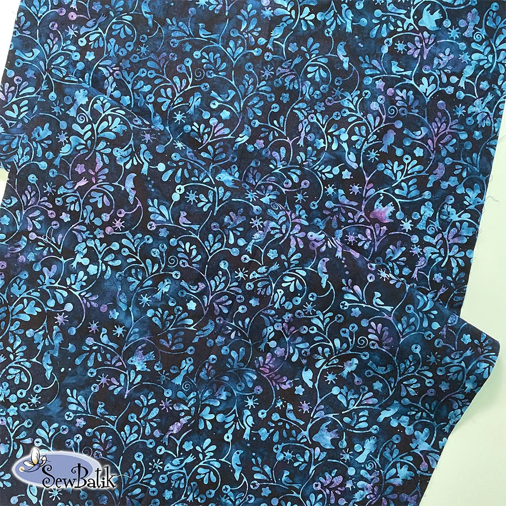 112" Wide Batik - Flock Together - Midnight Navy