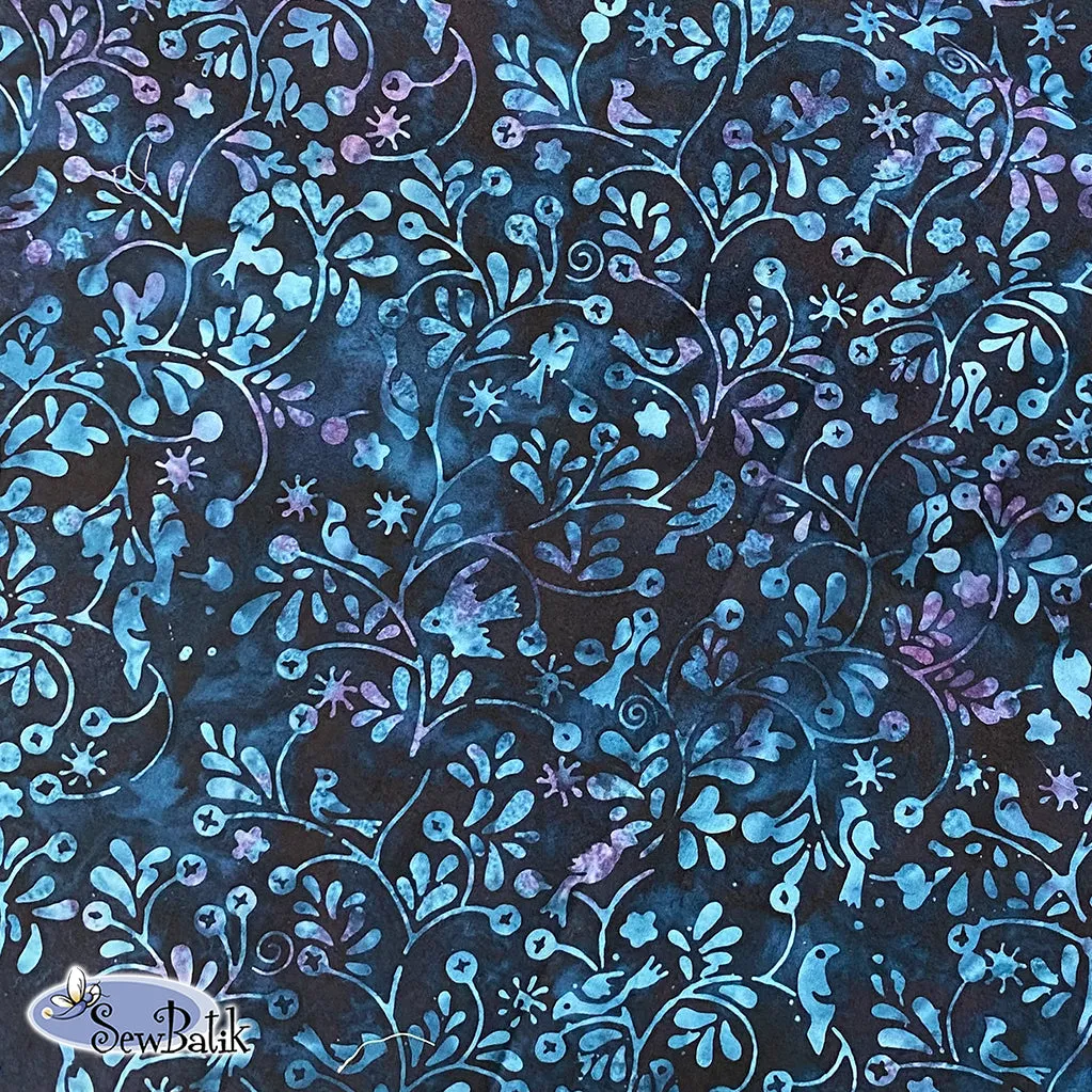 112" Wide Batik - Flock Together - Midnight Navy