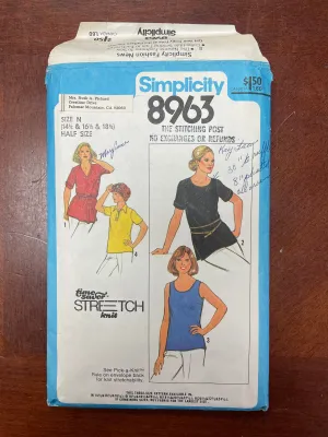 1979 Simplicity 8963 Sewing Pattern - Knit Tops