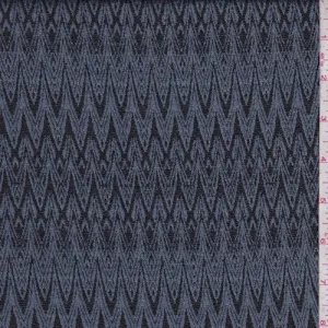 2 YD PC-Pewter Blue/Black Art Deco Jacquard Double Knit Fabric