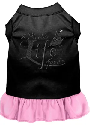 A Pirate's Life Embroidered Dog Dress Black With Light Pink Med (12)