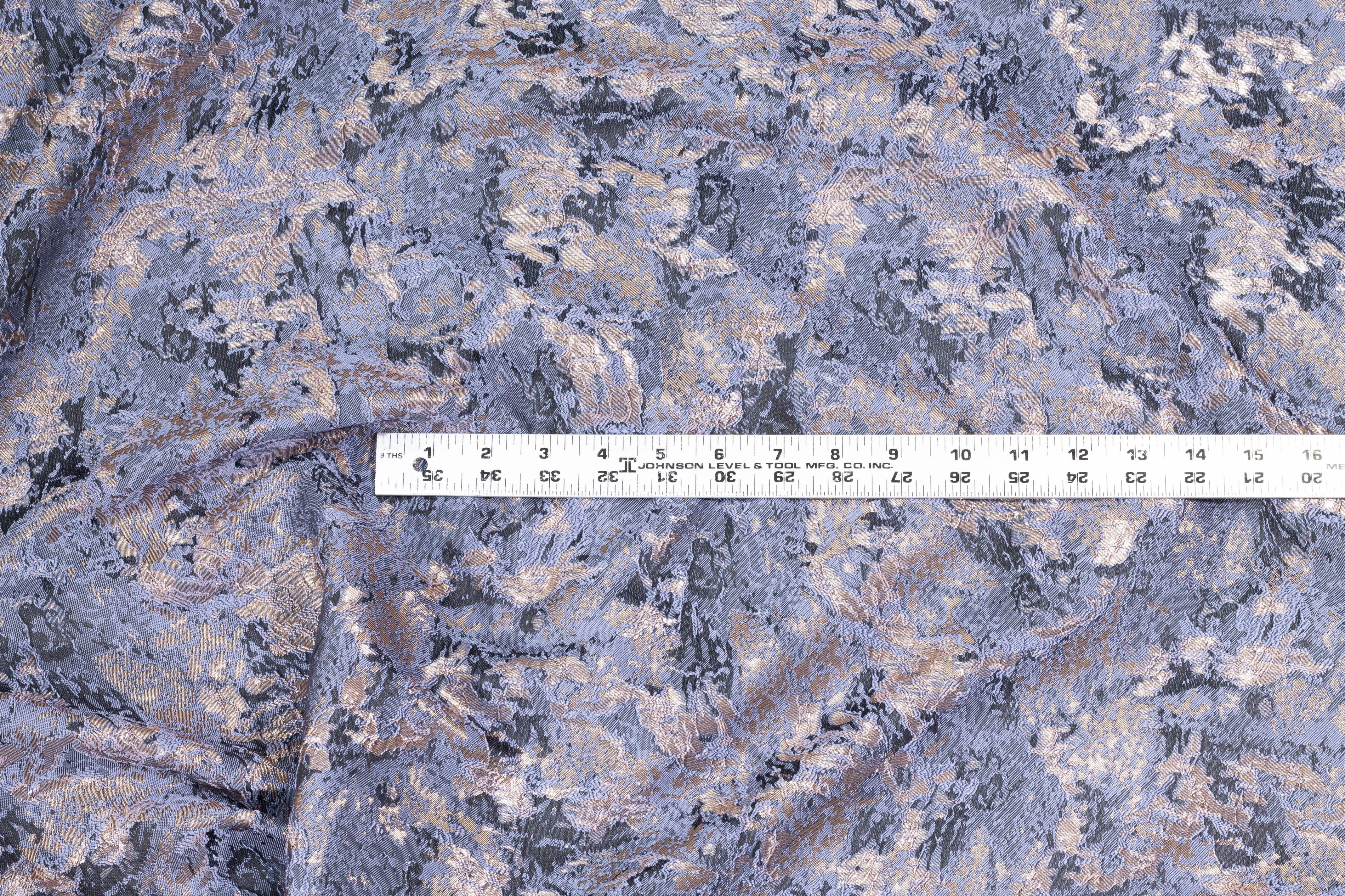 Abstract Metallic Brocade - Blue / Gray