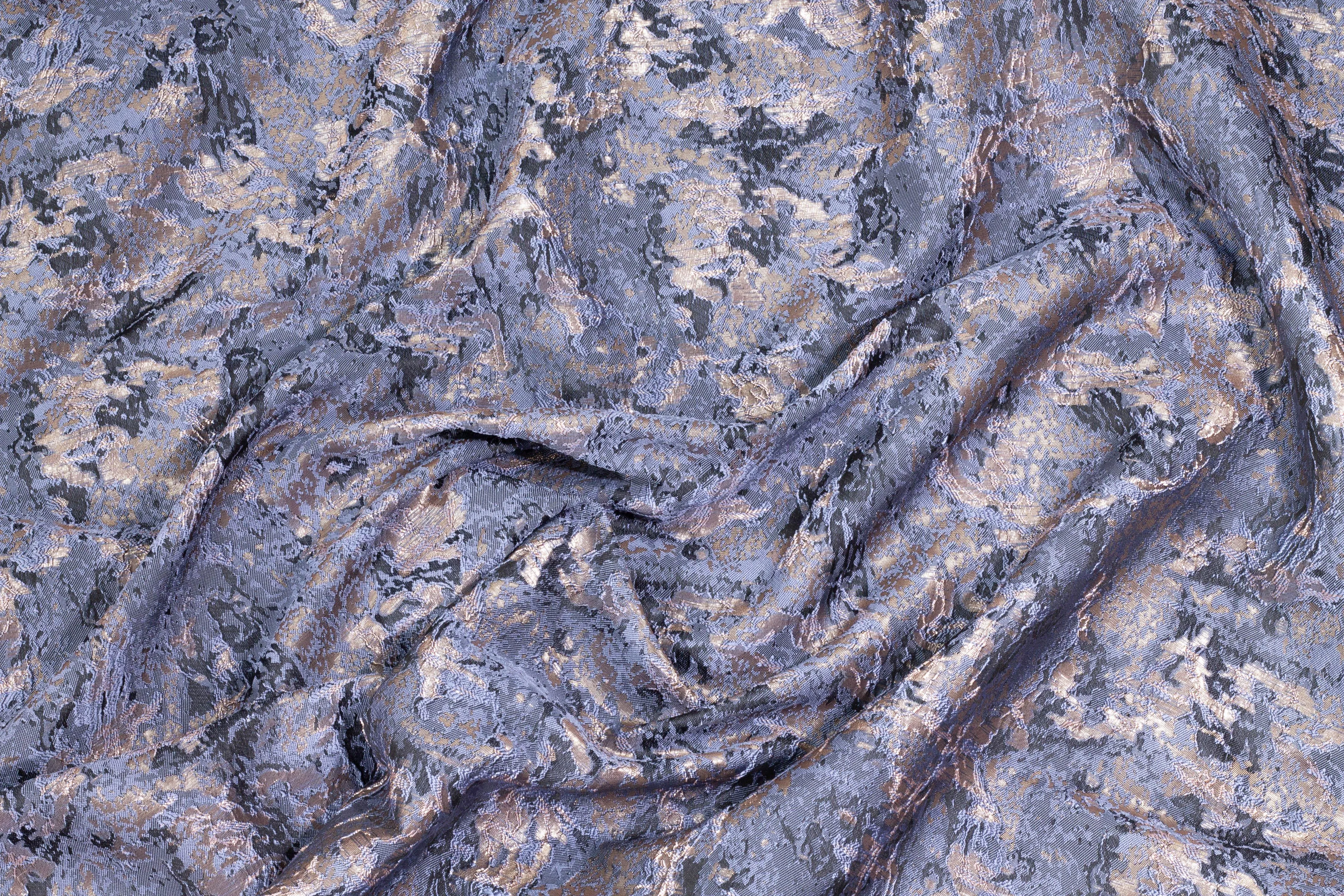 Abstract Metallic Brocade - Blue / Gray