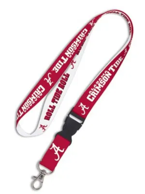 Alabama Crimson Tide WinCraft Red White Buckle Snap NCAA Licensed Lanyard