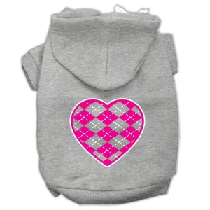 Argyle Heart Pink Screen Print Pet Hoodies Grey Size XXL (18)