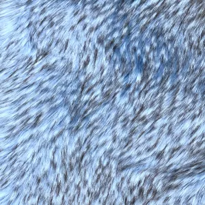 Baby Blue Black Husky Print Long Pile Shaggy Faux Fur Fabric