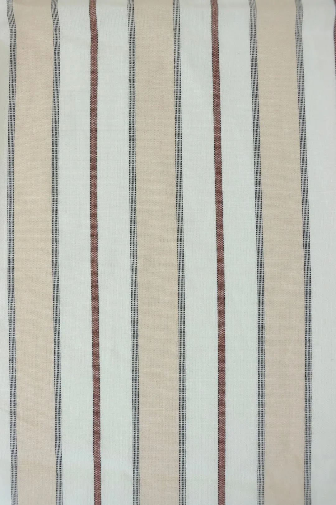 Beige Camden Stripe Cotton Linen Poplin