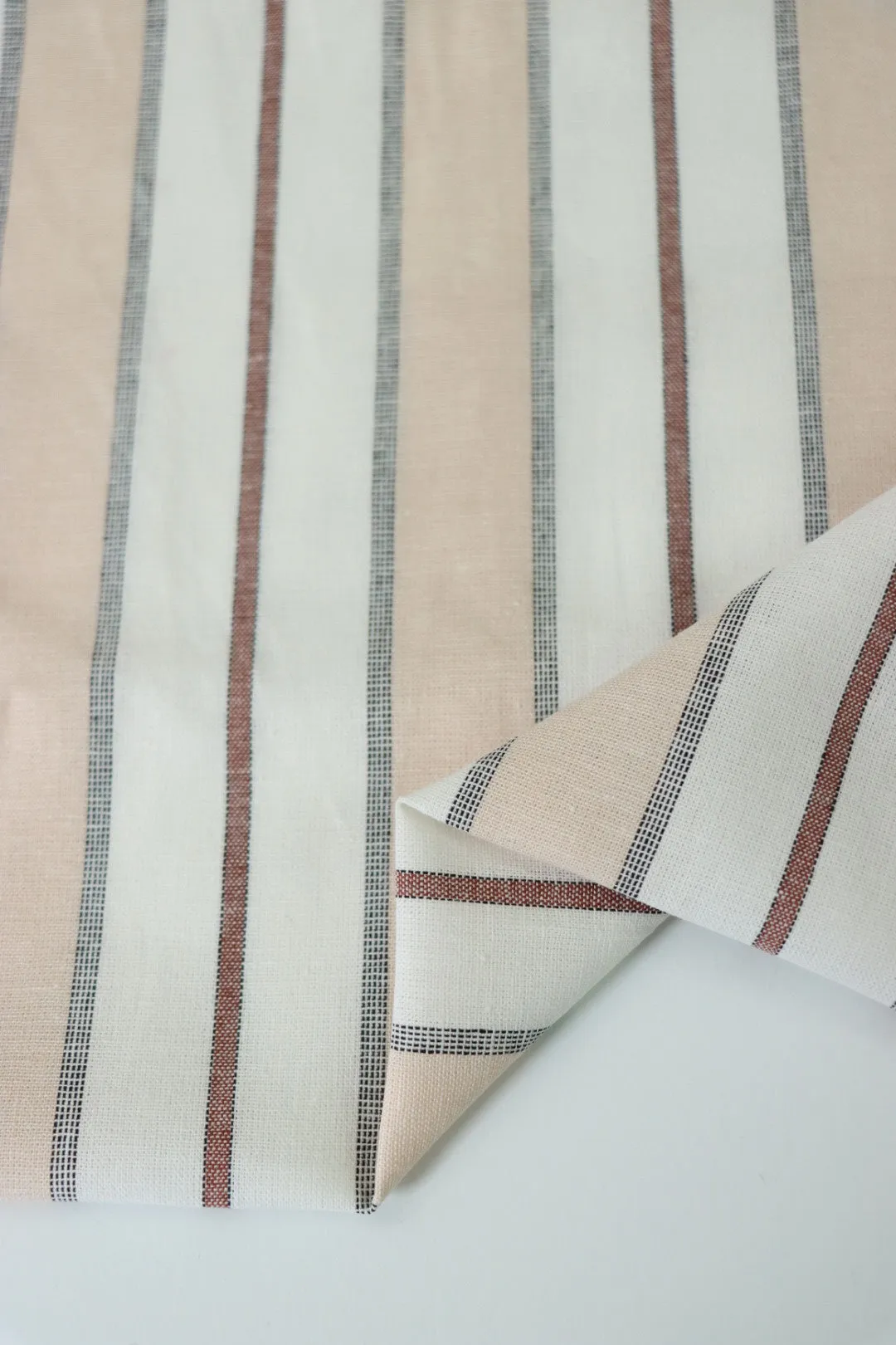 Beige Camden Stripe Cotton Linen Poplin