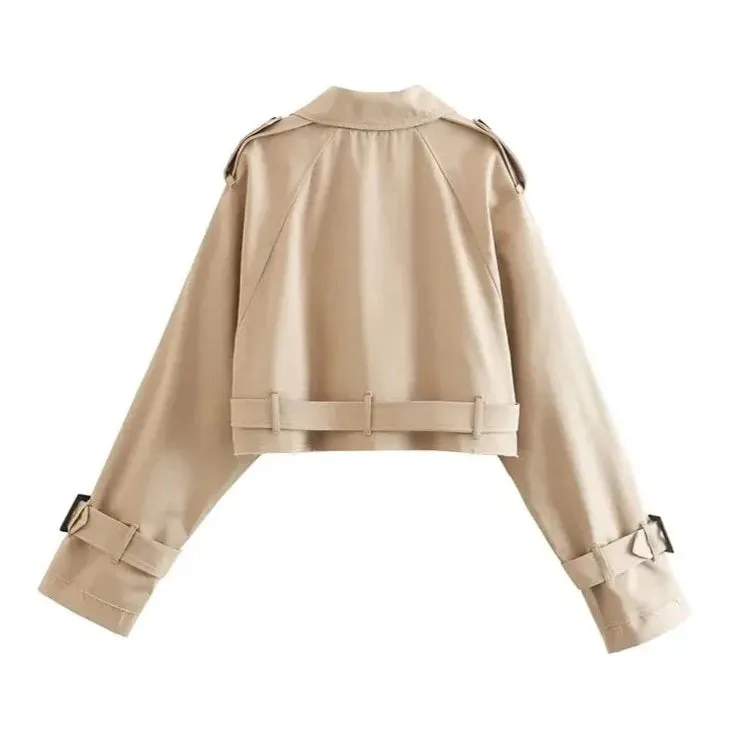 Belt Cropped Trench Jacket