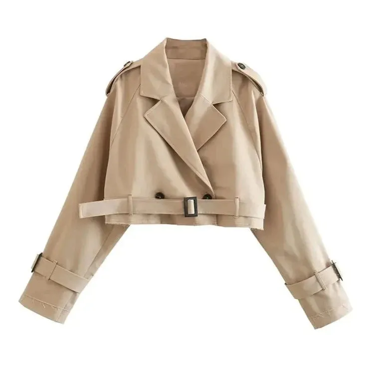 Belt Cropped Trench Jacket