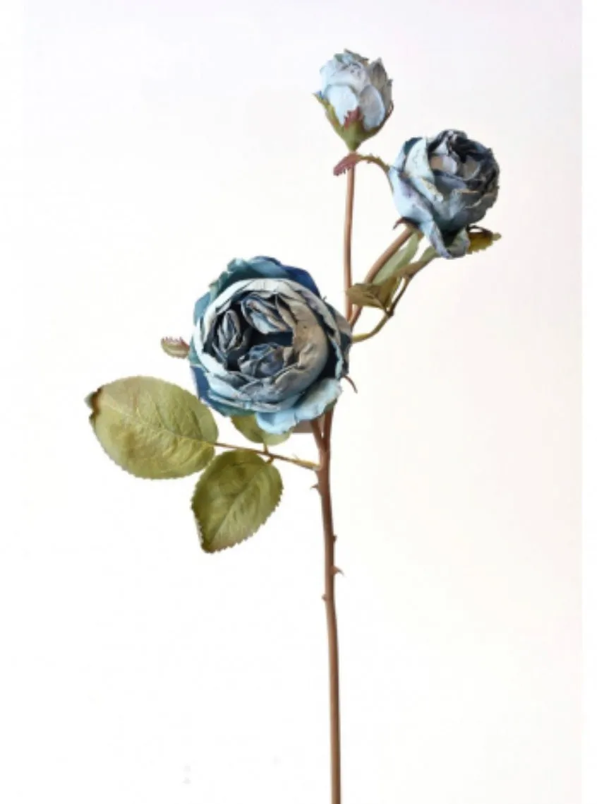 Blue dried look rose spray