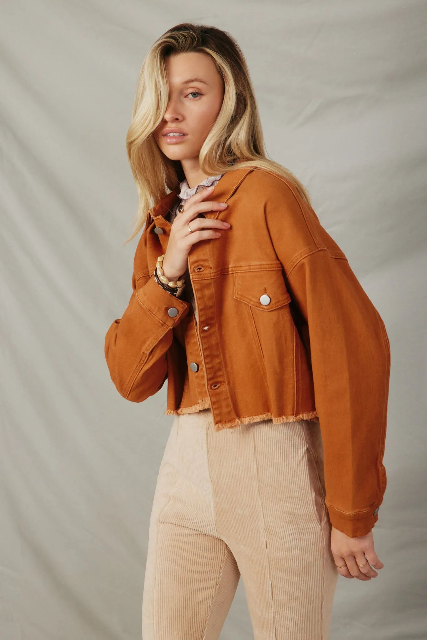 Brushed Stretch Twill Cropped Jacket