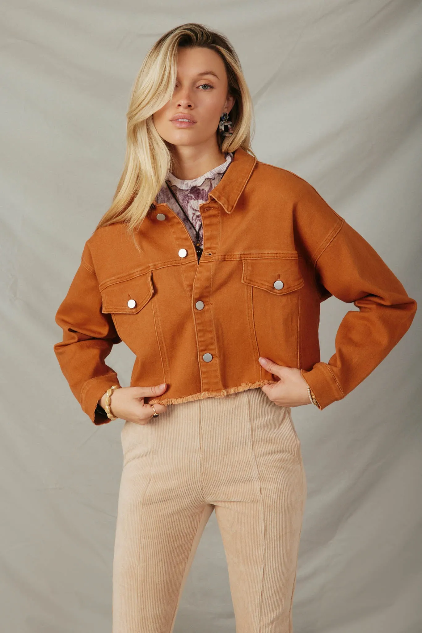 Brushed Stretch Twill Cropped Jacket