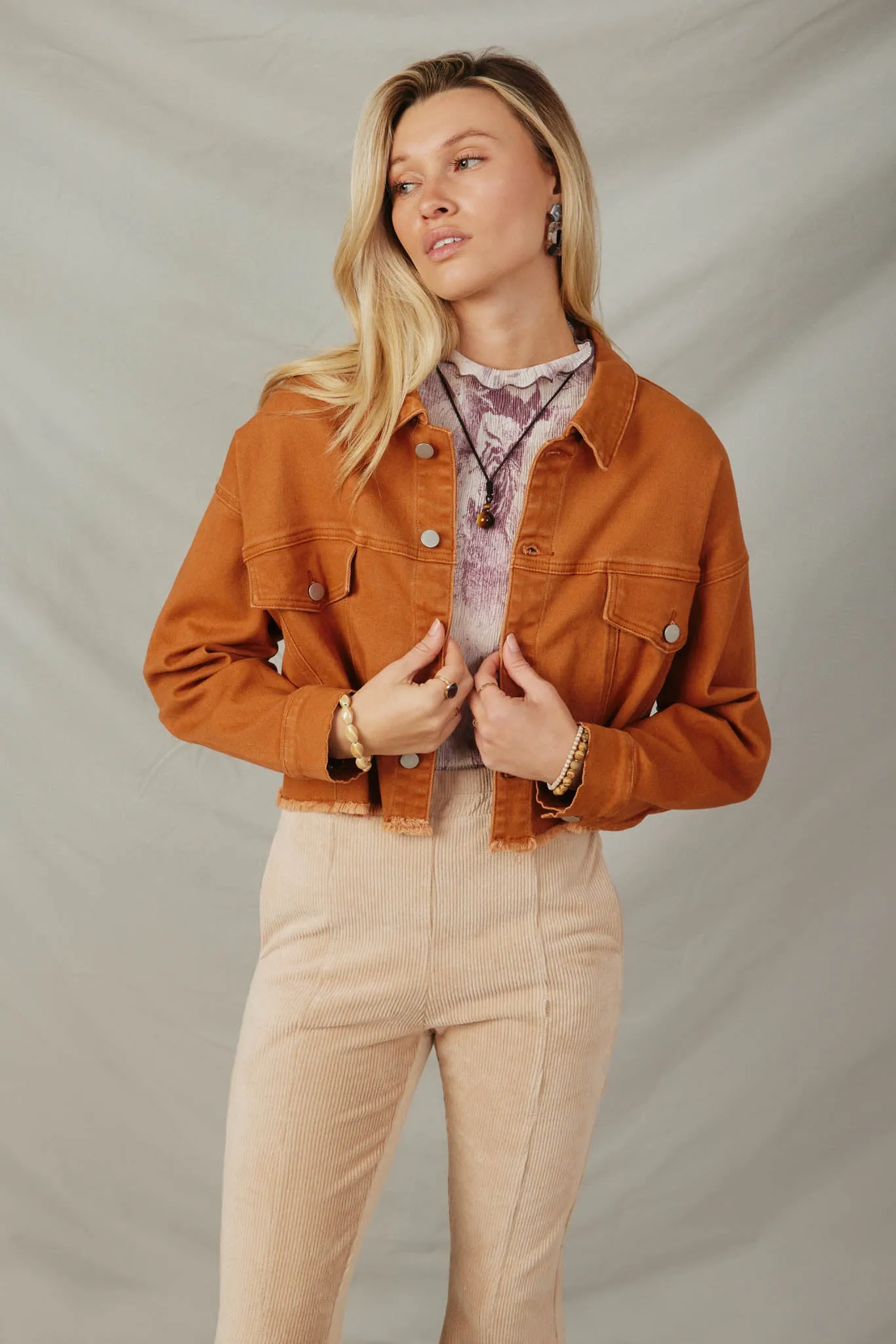 Brushed Stretch Twill Cropped Jacket