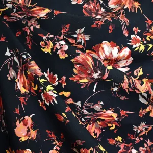 Brushstroke Autumn Floral Rayon Black SY