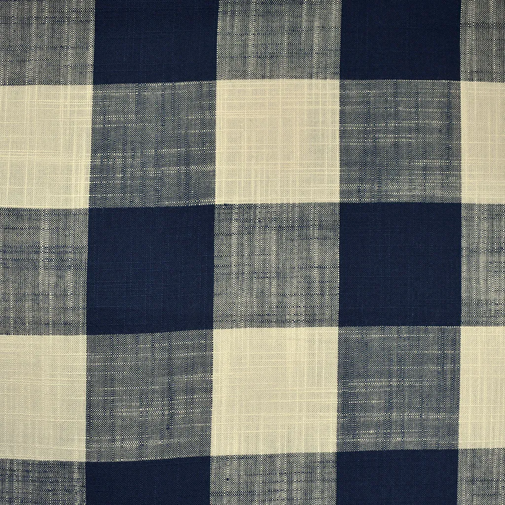 Buffalo Check Slub Texture Cotton Shirting Navy/Cream