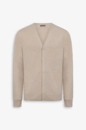 Cardigan scollo a v con bottoni beige