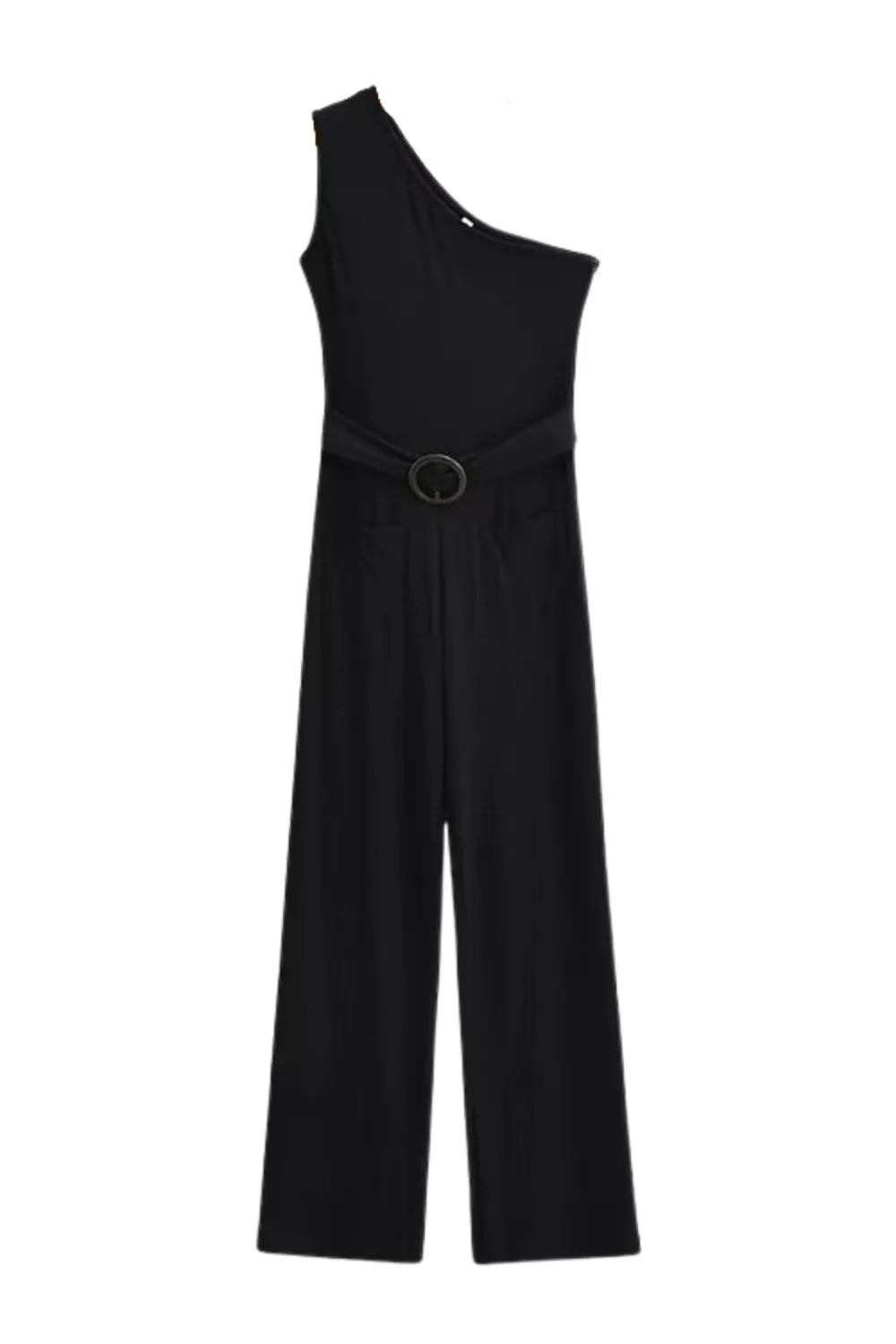 'Charlotte' One-Shoulder High Waist Jumpsuit (2 Colors)