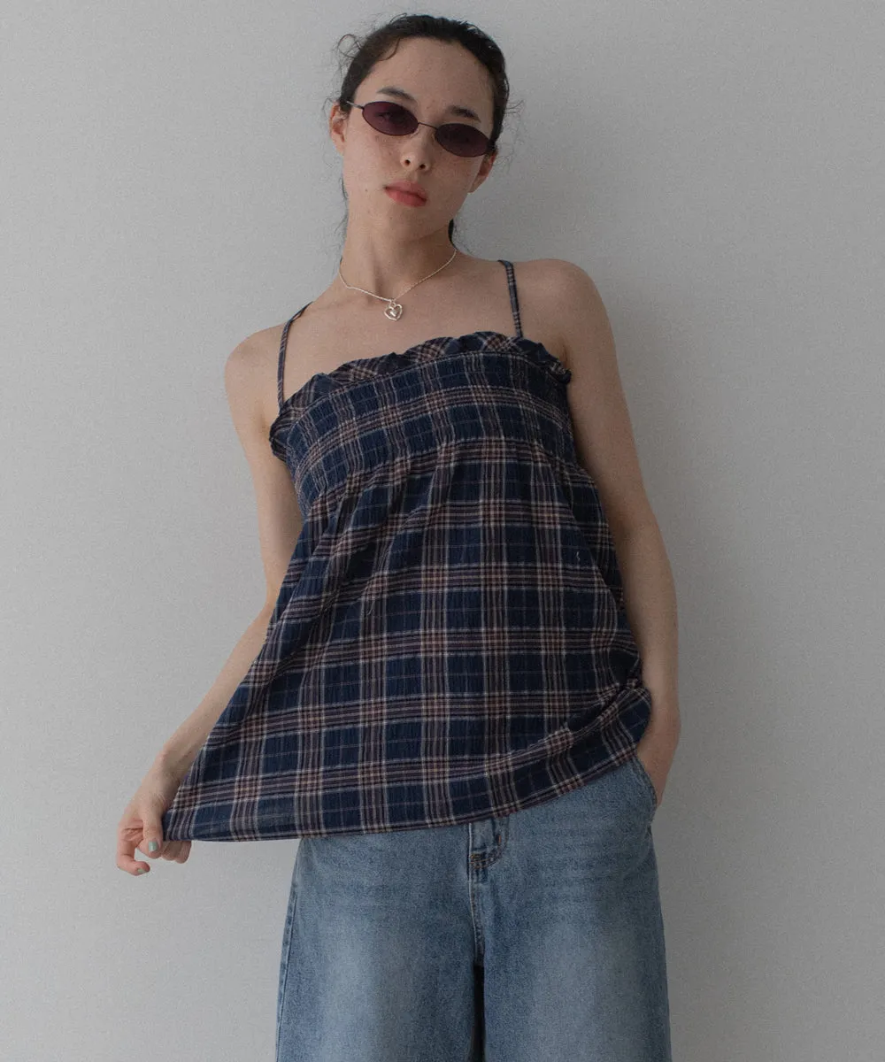 checked cami tunic tops