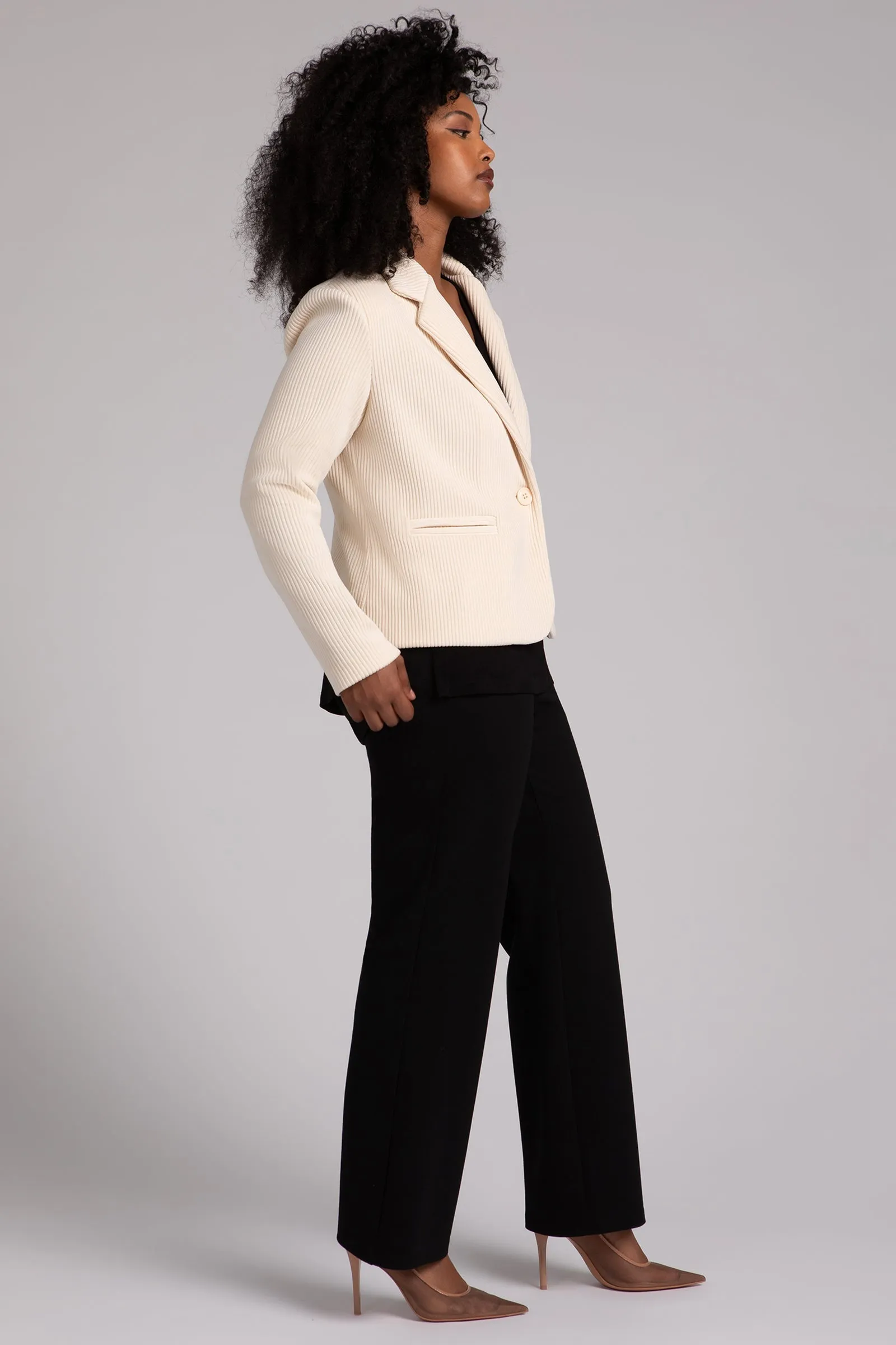 Chenille Cord Classic Blazer | Antique White