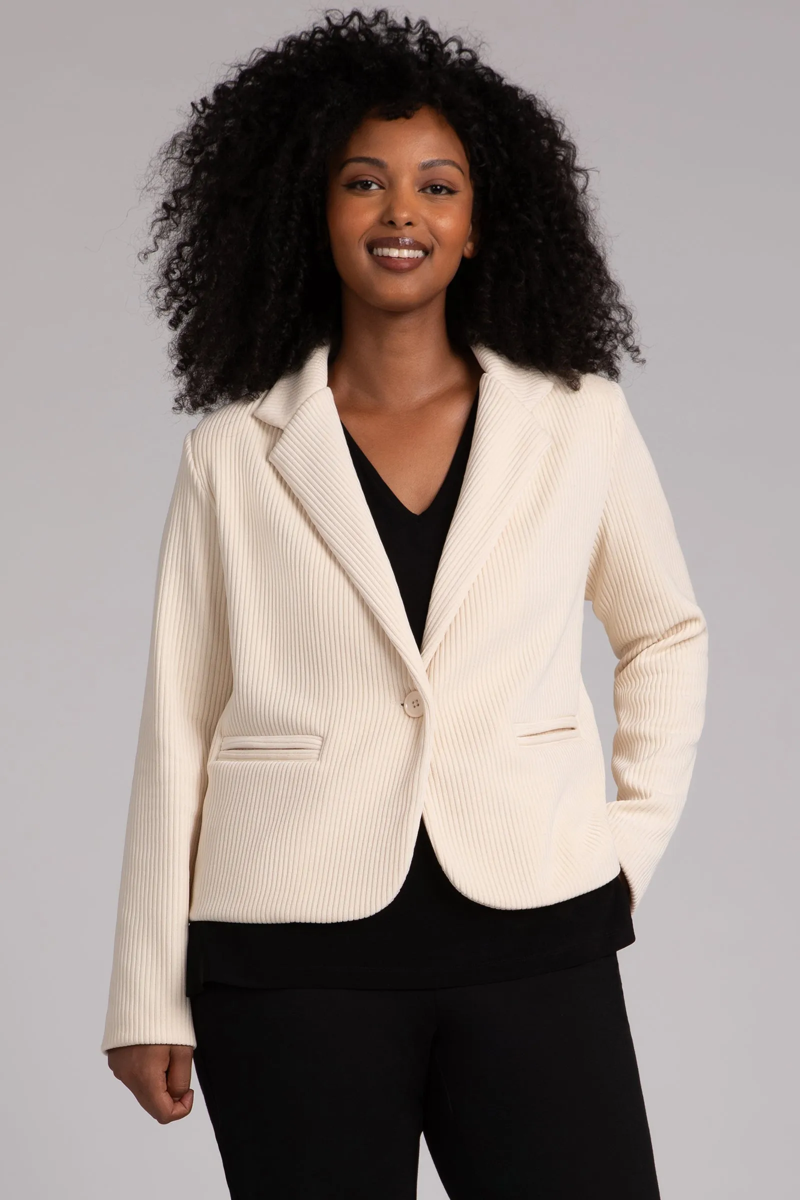 Chenille Cord Classic Blazer | Antique White