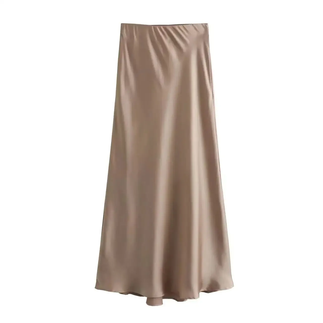 Chic High Waist Satin Silk Slim Fashion Midi Skirt