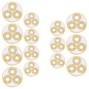 Circular Metal Buttons white Color with Diamond Accents(7 Big   7 Small)