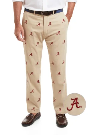 Collegiate Stretch Twill Pant Khaki with Alabama