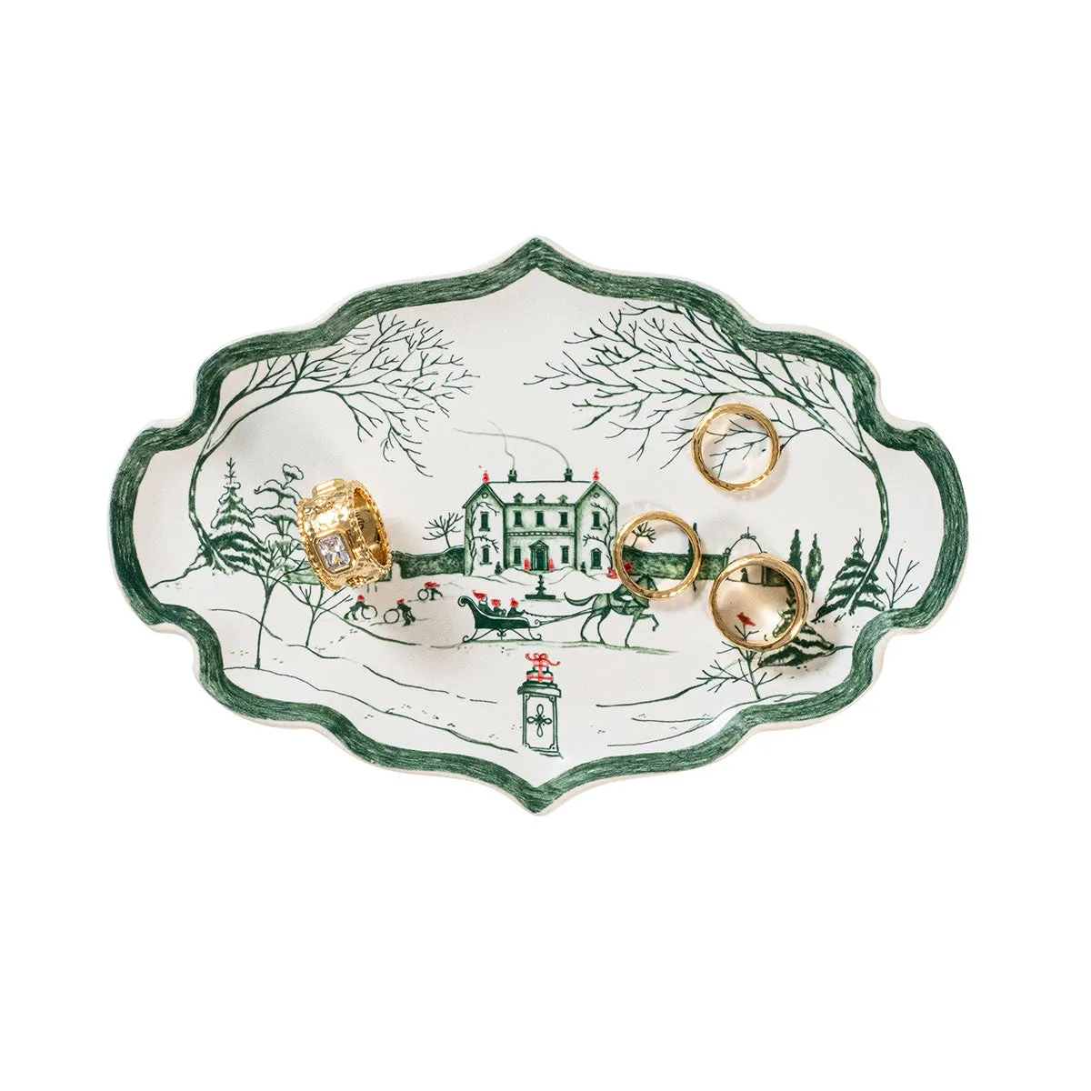 Country Estate Winter Frolic 7" Tray- Evergreen