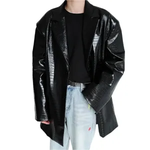 Croc Print Shiny Leather Jacket