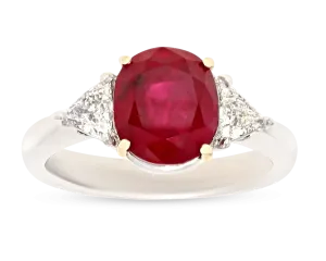 Cushion-Cut Ruby Ring, 3.34 Carats