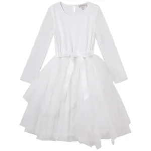 Designer Kidz Sally Long Sleeve Spot Tutu Dress - Ivory