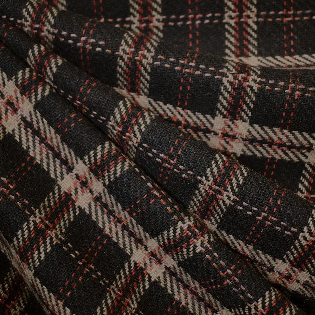 Designer Layered Plaid Wool Coating Espresso/Latte/Rust