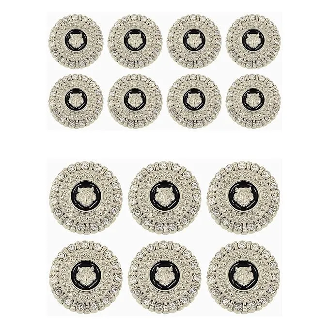 Diamond-Encrusted Lion Metal Buttons(Pack of 8 Buttons)