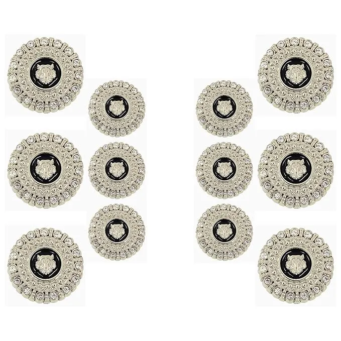 Diamond-Encrusted Lion Metal Buttons(Pack of 8 Buttons)