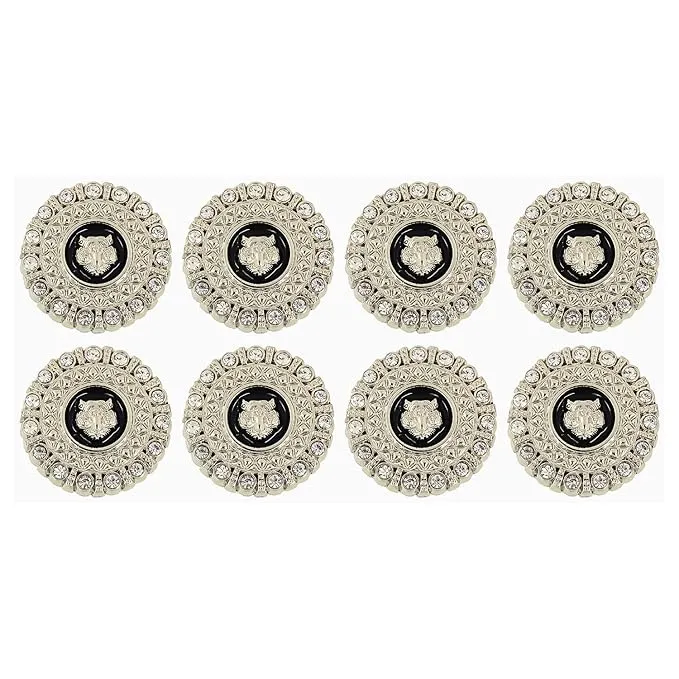 Diamond-Encrusted Lion Metal Buttons(Pack of 8 Buttons)