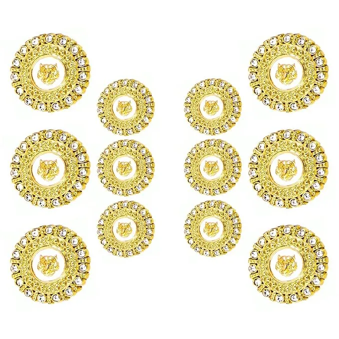 Diamond-Encrusted Lion Metal Buttons(Pack of 8 Buttons)