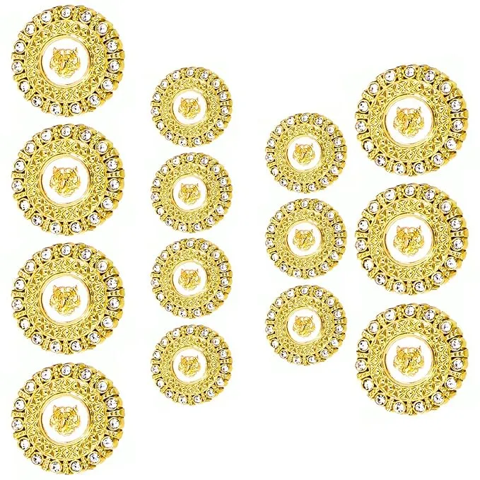 Diamond-Encrusted Lion Metal Buttons(Pack of 8 Buttons)