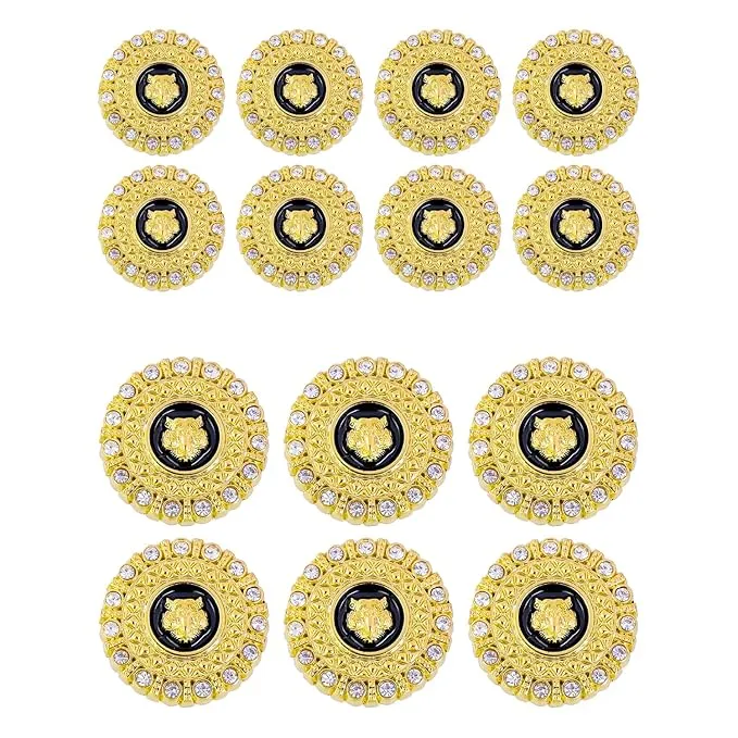 Diamond-Encrusted Lion Metal Buttons(Pack of 8 Buttons)