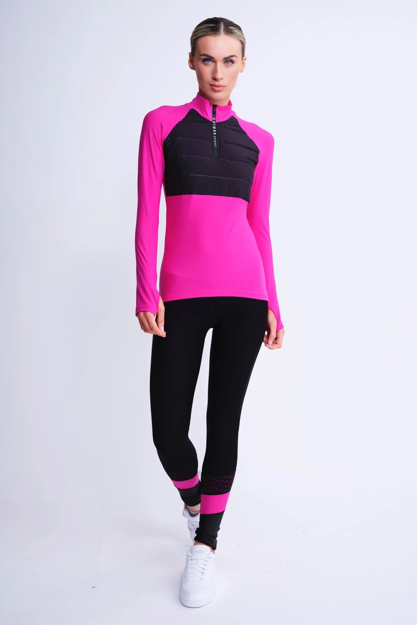 Empower Padded Half-zip Top in Fuchsia