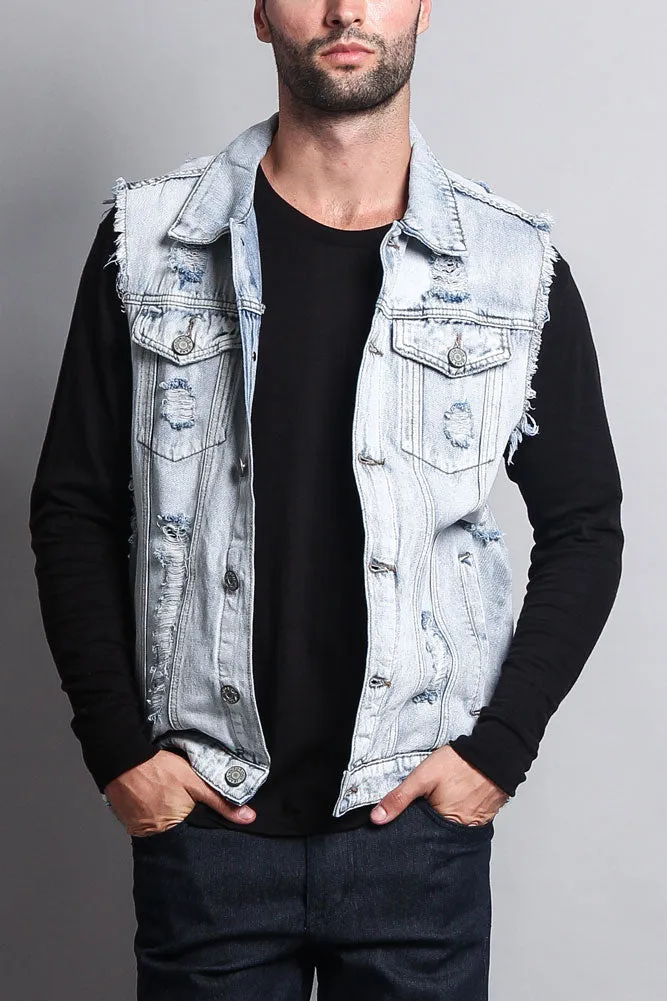 Essential Distressed Denim Vest