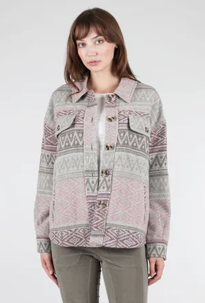 Fleece Fair Isle Jacket, Rose/Taupe