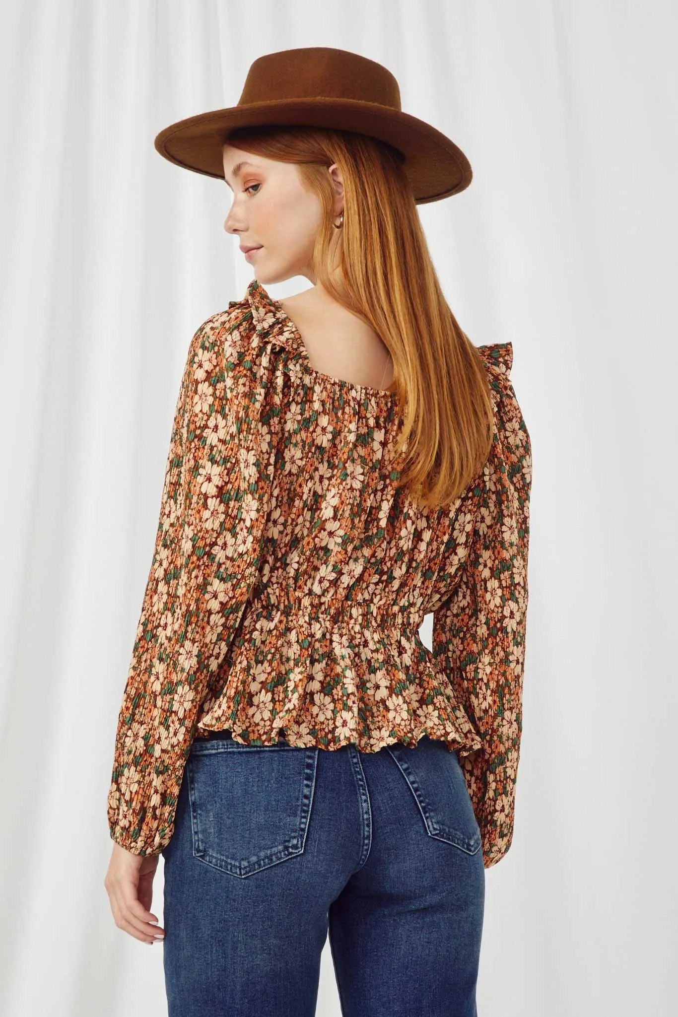 Floral Ruffle Peplum Top