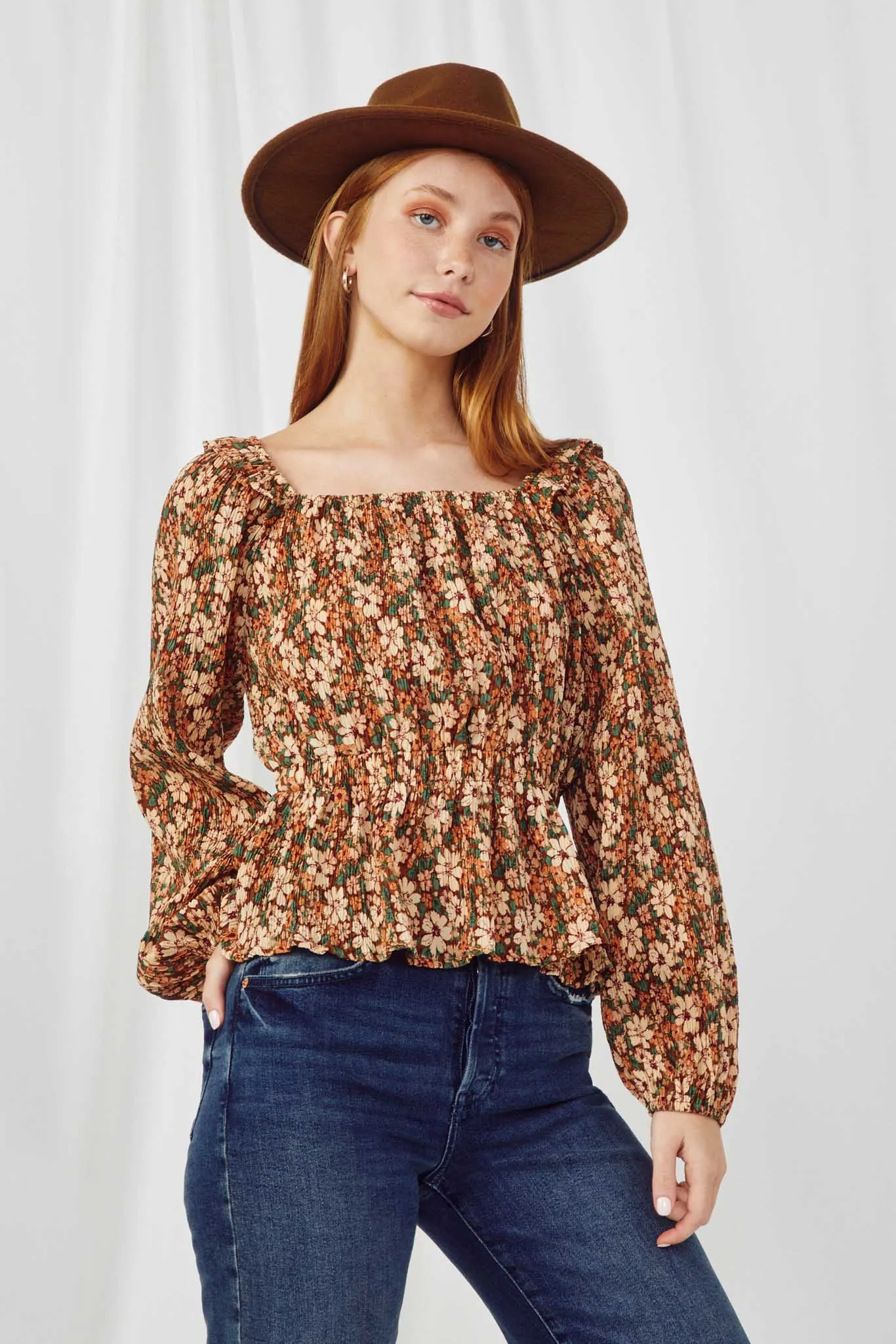 Floral Ruffle Peplum Top