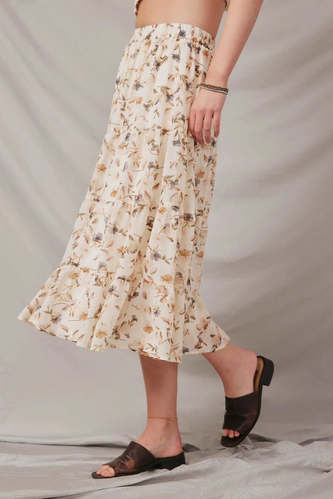 Floral Tiered Chiffon Skirt