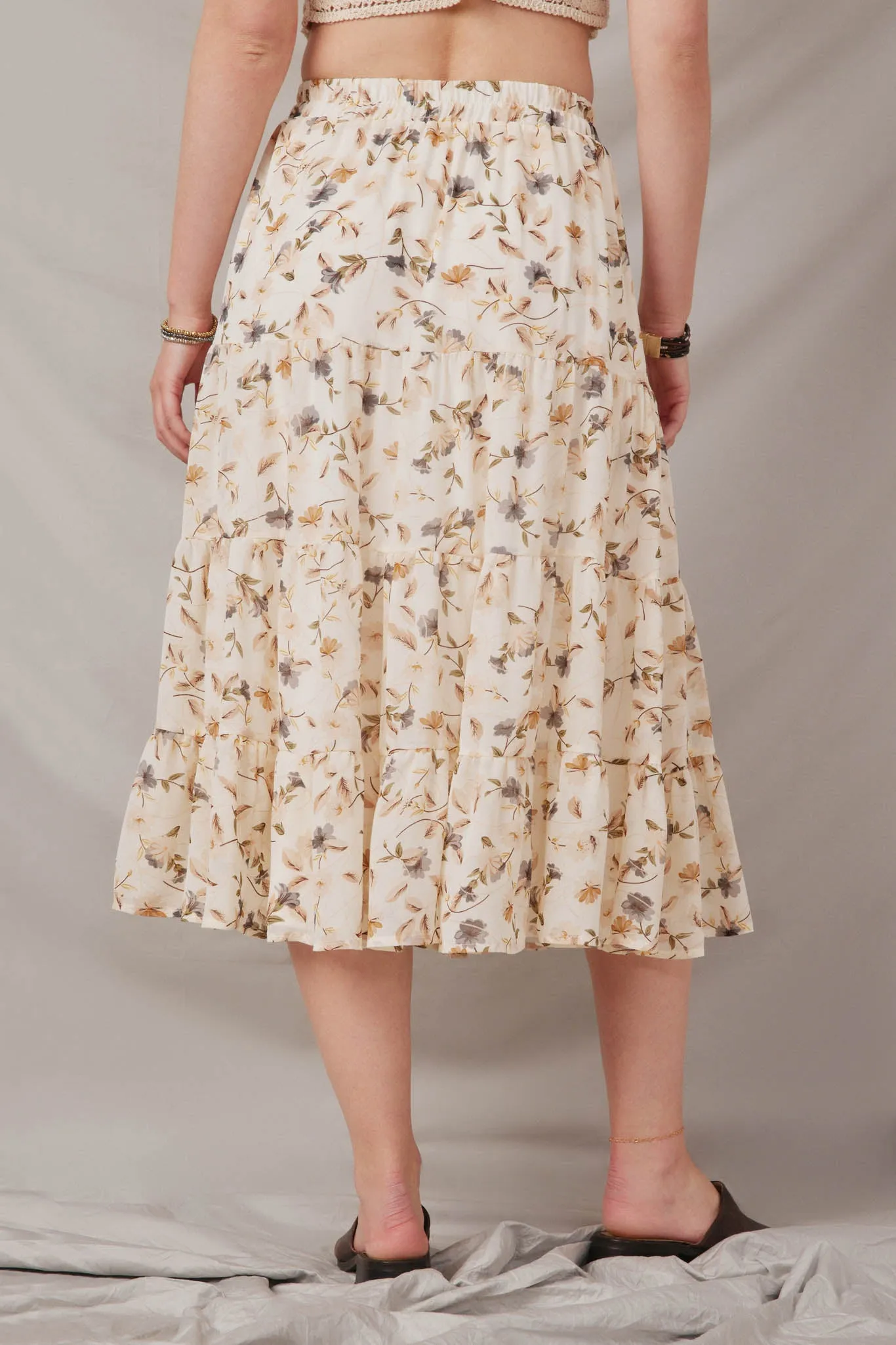 Floral Tiered Chiffon Skirt