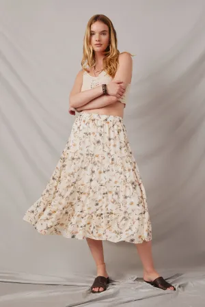 Floral Tiered Chiffon Skirt