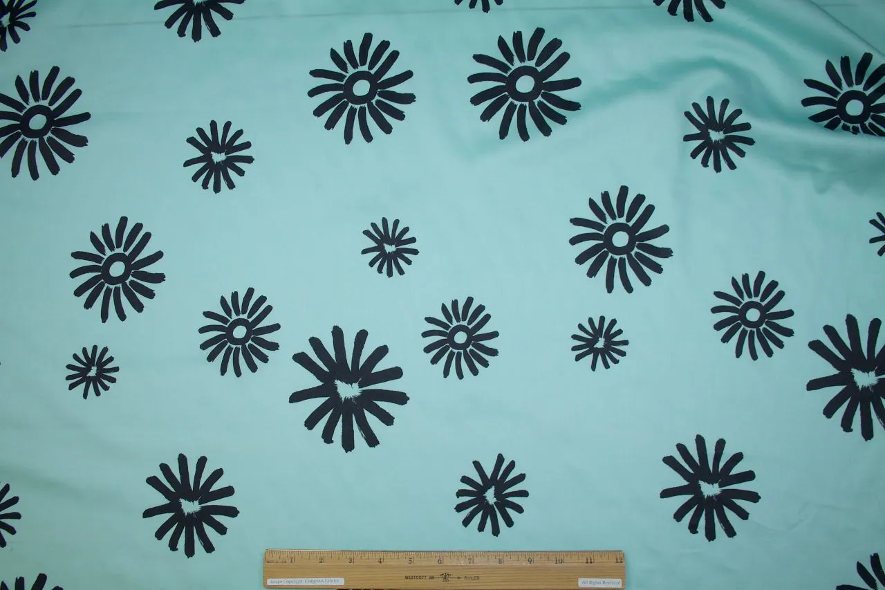 Flower Mama Soft Organic Cotton Sateen - Black on Mint